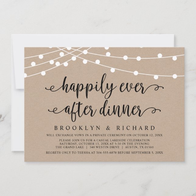 Invitation de dîner de mariage fuite Happily Ever  (Devant)