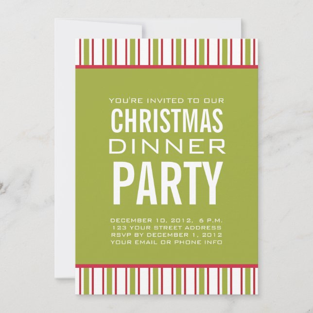 INVITATION DE DÎNER DE NOËL DE RAYURES (Devant)