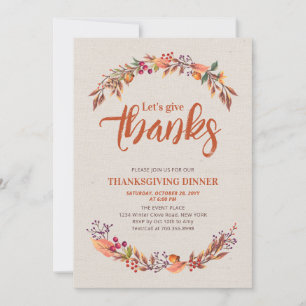 Invitation de dîner de remerciement rustique d'aut