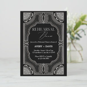 Invitation de dîner de répétition Art Deco noir et