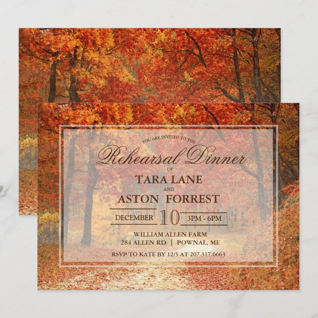 Invitation de dîner de répétition automnal rustiqu (Devant / Derrière)