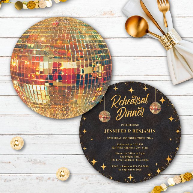 Invitation de dîner de répétition Boule disco pail (Créateur téléchargé)