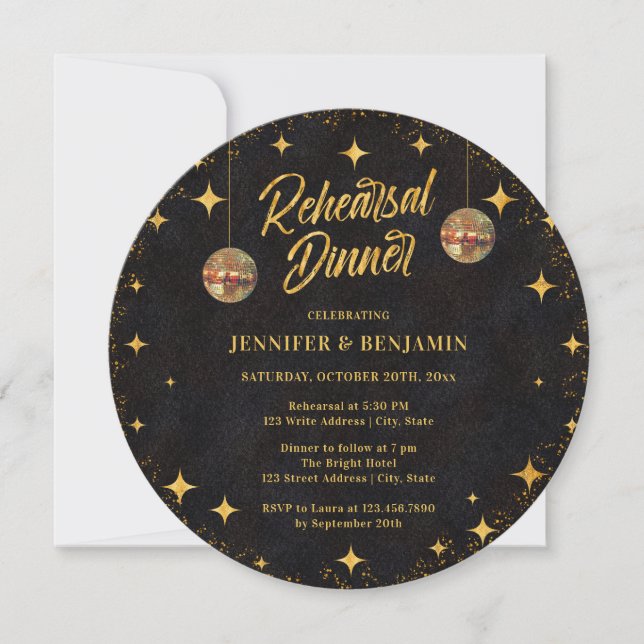 Invitation de dîner de répétition Boule disco pail (Devant)