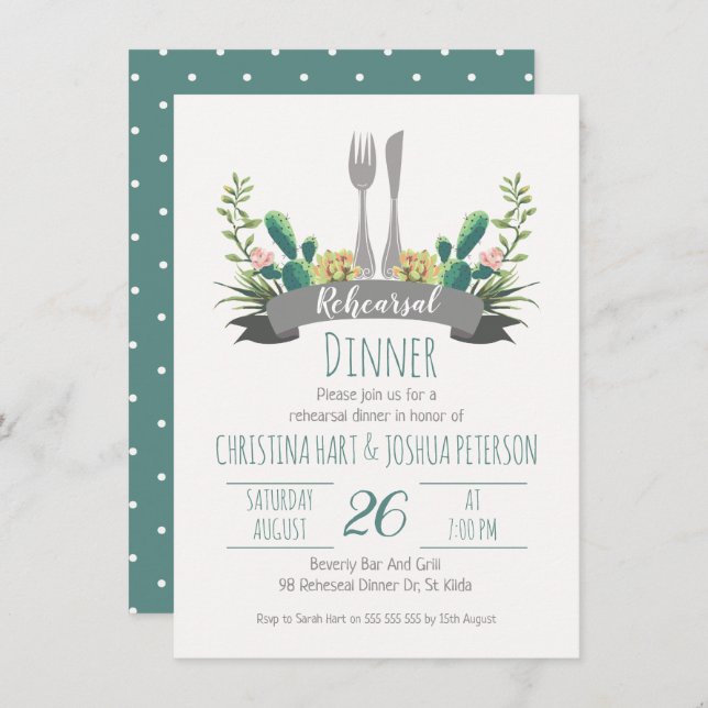 Invitation de dîner de répétition de couverts de (Devant / Derrière)