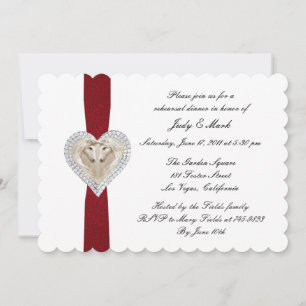 Invitation de dîner de répétition de dentelle roug
