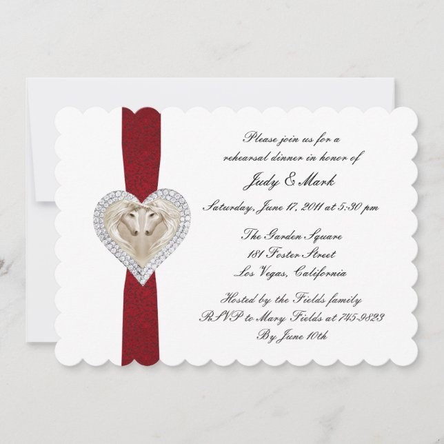 Invitation de dîner de répétition de dentelle roug (Devant)