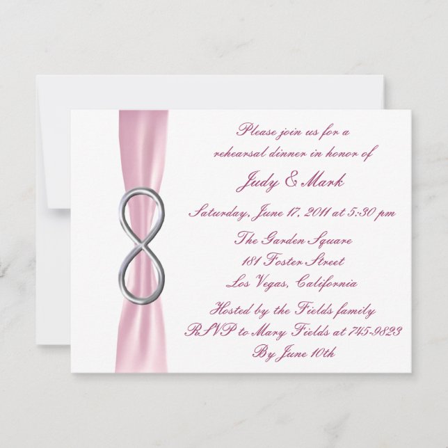 Invitation de dîner de répétition de mariage Pink  (Devant)