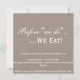 Invitation de dîner de répétition de Papier