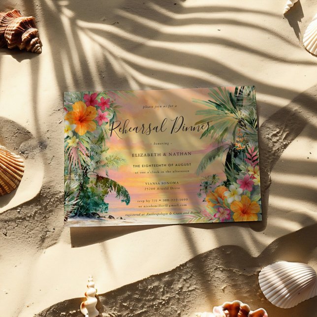 Invitation de dîner de répétition de plage florale (Créateur téléchargé)