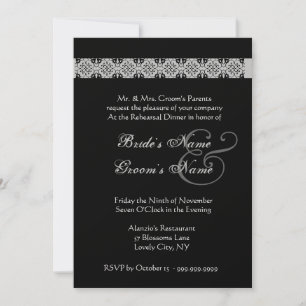 Invitation de dîner de répétition de rose noire ar