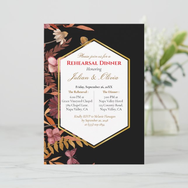 Invitation de dîner de répétition florale d'automn (Debout devant)