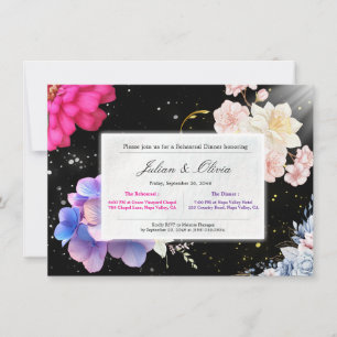 Invitation de dîner de répétition florale noire lu
