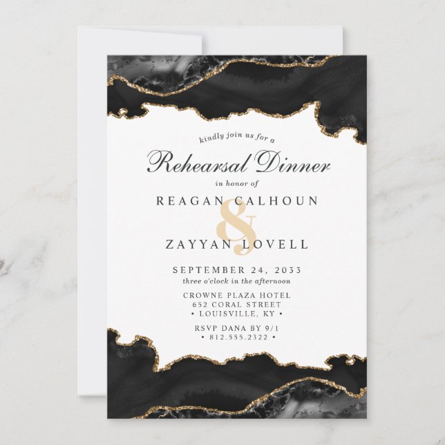 Invitation de dîner de répétition moderne en marbr (Devant)