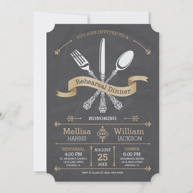 Invitation de dîner de répétition sur tableau noir (Devant)