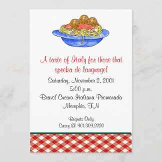 Invitation de dîner de spaghetti