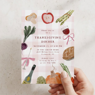 Invitation de dîner de Thanksgiving à carreaux fan