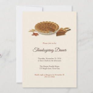 Invitation de dîner de Thanksgiving à la tarte aux