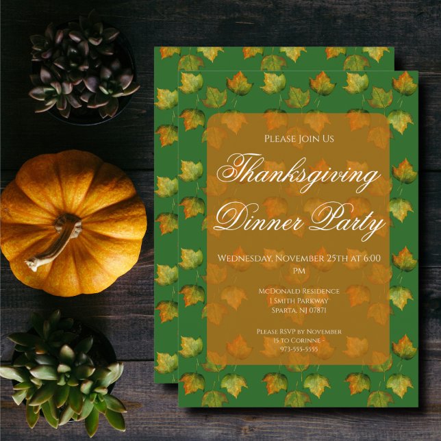 Invitation de dîner de Thanksgiving à l'aquarelle  (Créateur téléchargé)