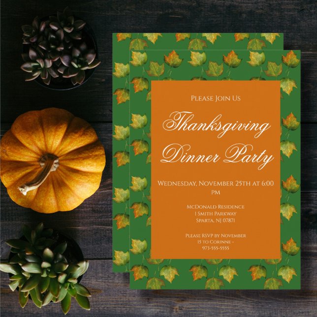 Invitation de dîner de Thanksgiving à l'aquarelle  (Créateur téléchargé)