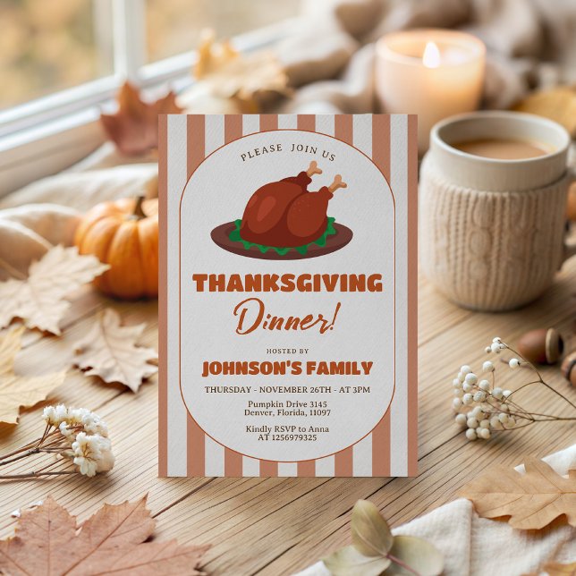 Invitation de dîner de Thanksgiving avec dinde rôt (Créateur téléchargé)