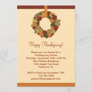 Invitation de dîner de thanksgiving de guirlande