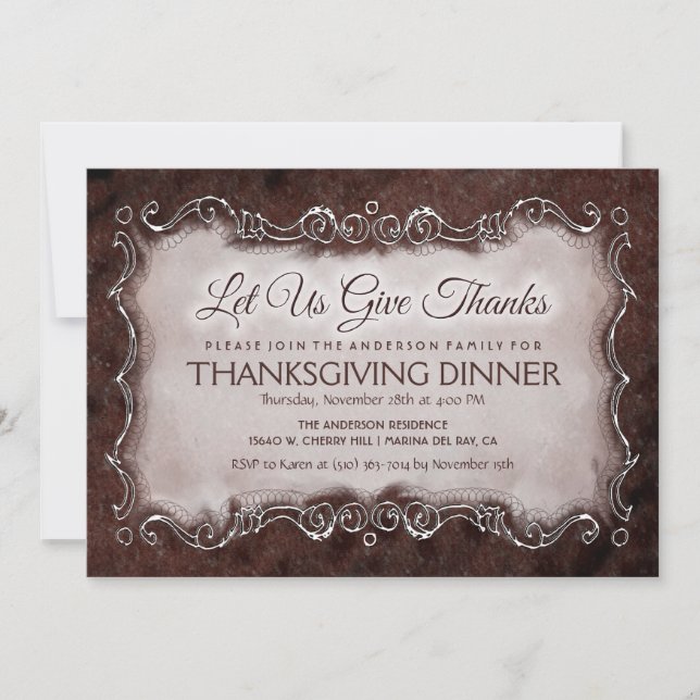 Invitation de dîner de thanksgiving - donnons les (Devant)
