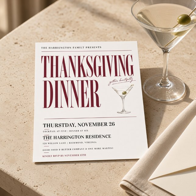 Invitation de dîner de Thanksgiving Editorial Mart (Créateur téléchargé)