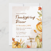 Invitation de dîner de Thanksgiving élégante aquar