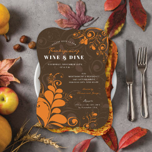 Invitation de dîner de Thanksgiving élégante Deco