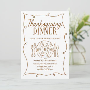 Invitation de dîner de Thanksgiving Vintage