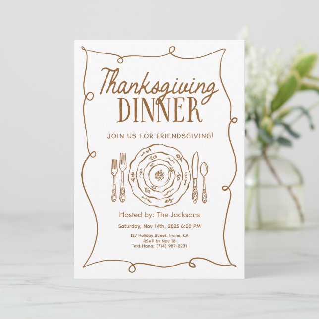 Invitation de dîner de Thanksgiving Vintage (Debout devant)