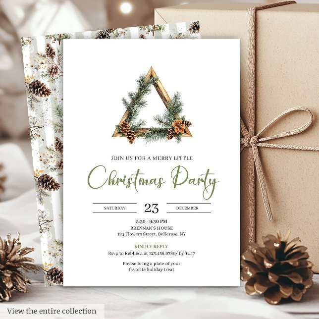 Invitation de dîner de vacances Bohème rustique ve (Rustic Bohemian Sage Green Holiday Dinner Invite

)