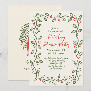 Invitation de dîner de vacances de Noël fantaisist