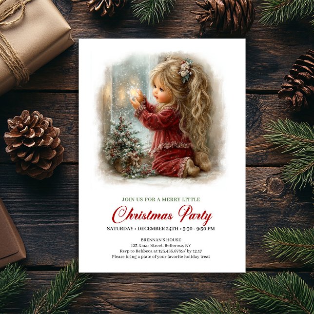 Invitation de dîner de vacances Scène hivernale ru (Holiday Dinner Invite Rustic Winter Scene Tree Art)