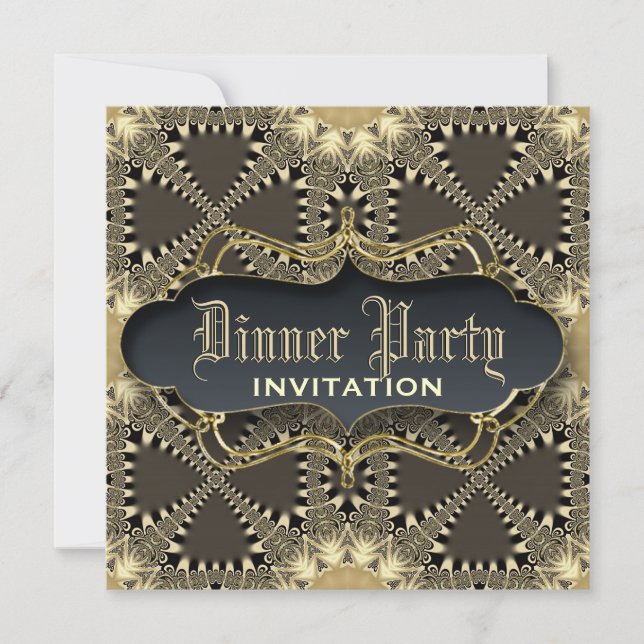 Invitation de dîner Élégance de dentelle médiévale (Devant)