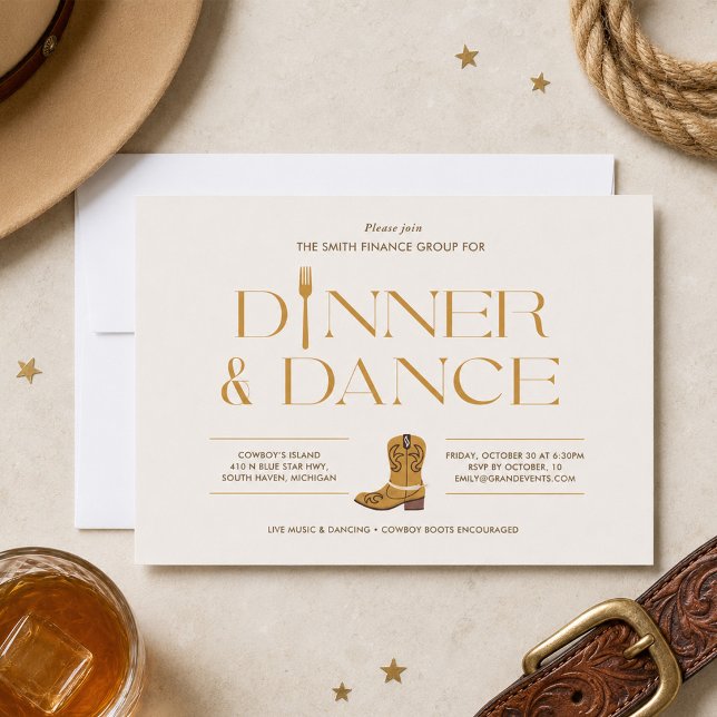 Invitation de dîner et de danse western Bottes de  (Créateur téléchargé)
