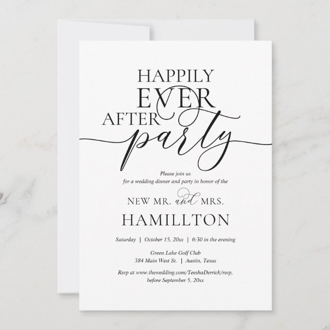 Invitation de dîner et de fête de mariage heureux  (Devant)