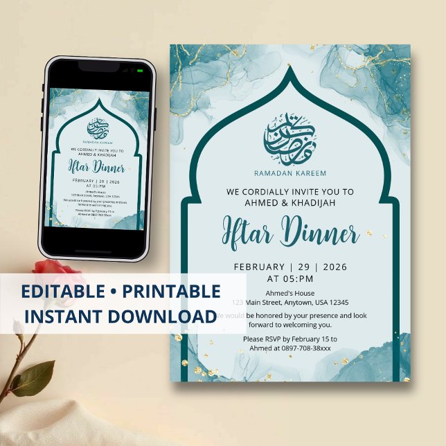 Invitation de dîner Iftar de Ramadan abstrait or s (Créateur téléchargé)