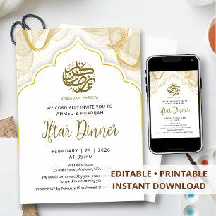 Invitation de dîner Iftar moderne sous arche blanc