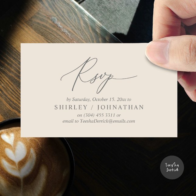 Invitation de dîner Mariage RSVP romantique modern (Modern Romantic RSVP Wedding Dinner Invitation Enclosed Reminder Online Email Card, Cream Grey)