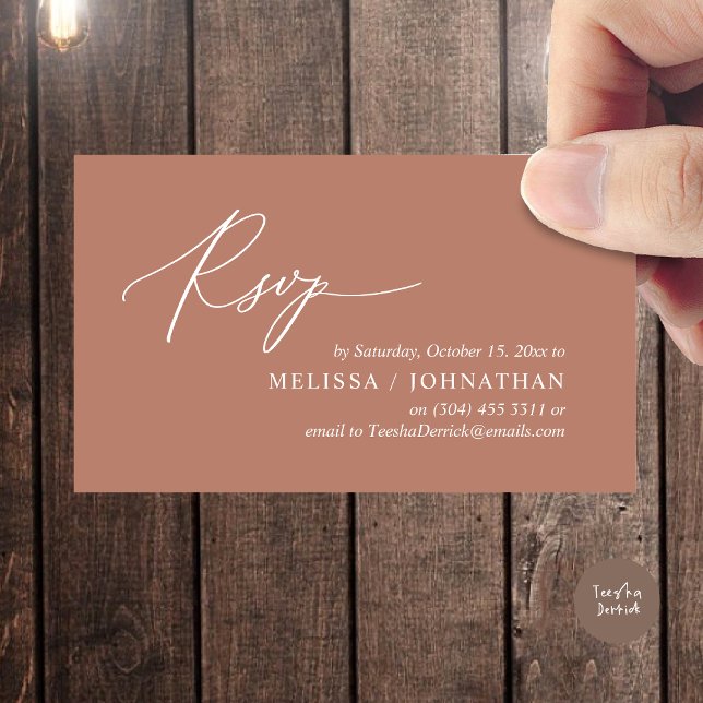 Invitation de dîner Mariage RSVP romantique modern (Modern Romantic RSVP Wedding Dinner Invitation Enclosed Reminder Online Email Card Terracotta Earthy)
