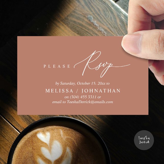 Invitation de dîner Mariage RSVP romantique modern (Modern Romantic RSVP Wedding Dinner Invitation Enclosed Reminder Online Email Card Terracotta Earthy)