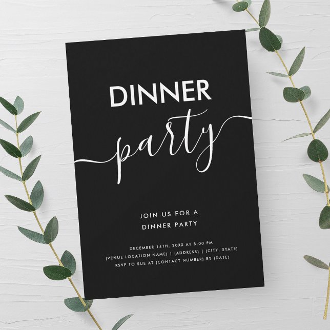 Invitation de dîner Simple Moderne Script  (Simple Modern Script Dinner Party Invitation)