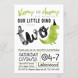 Invitation de dinosaure piétiner et mâcher Dino In