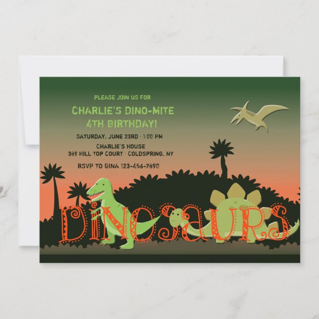 Invitation de dinosaures (Devant)