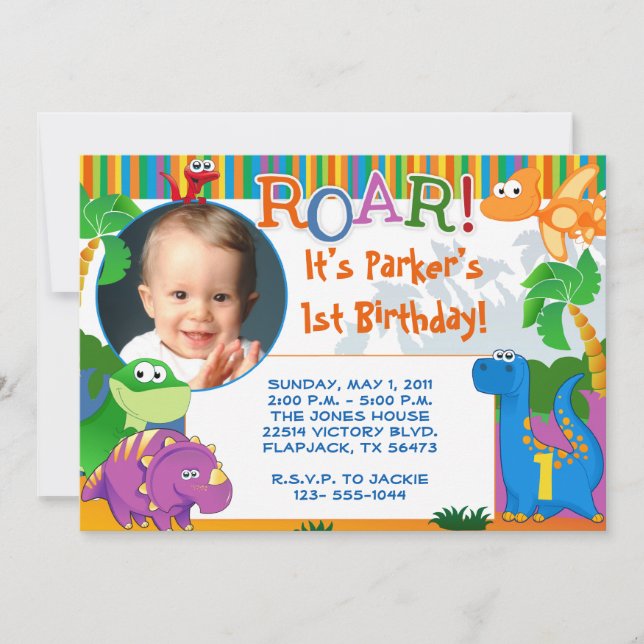 Invitation de dinosaures - Anniversaire de enfant (Devant)