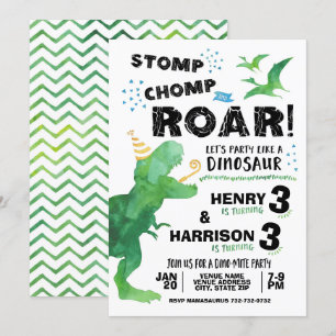 Invitation de dinosaures pour deux anniversaires