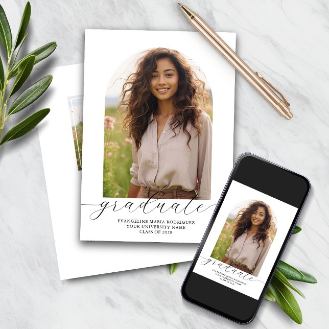 Invitation de diplôme 2 Photos Arch Blanc (Créateur téléchargé)