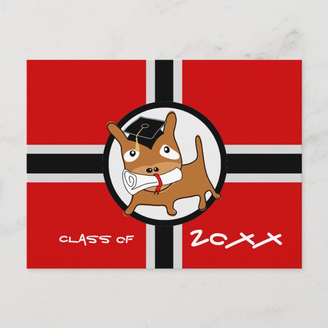 Invitation de diplôme Carte postale Chiot rouge 1 (Devant)