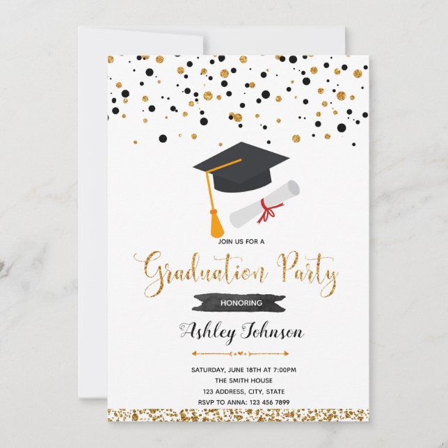 Invitation de diplôme Confetti (Devant)